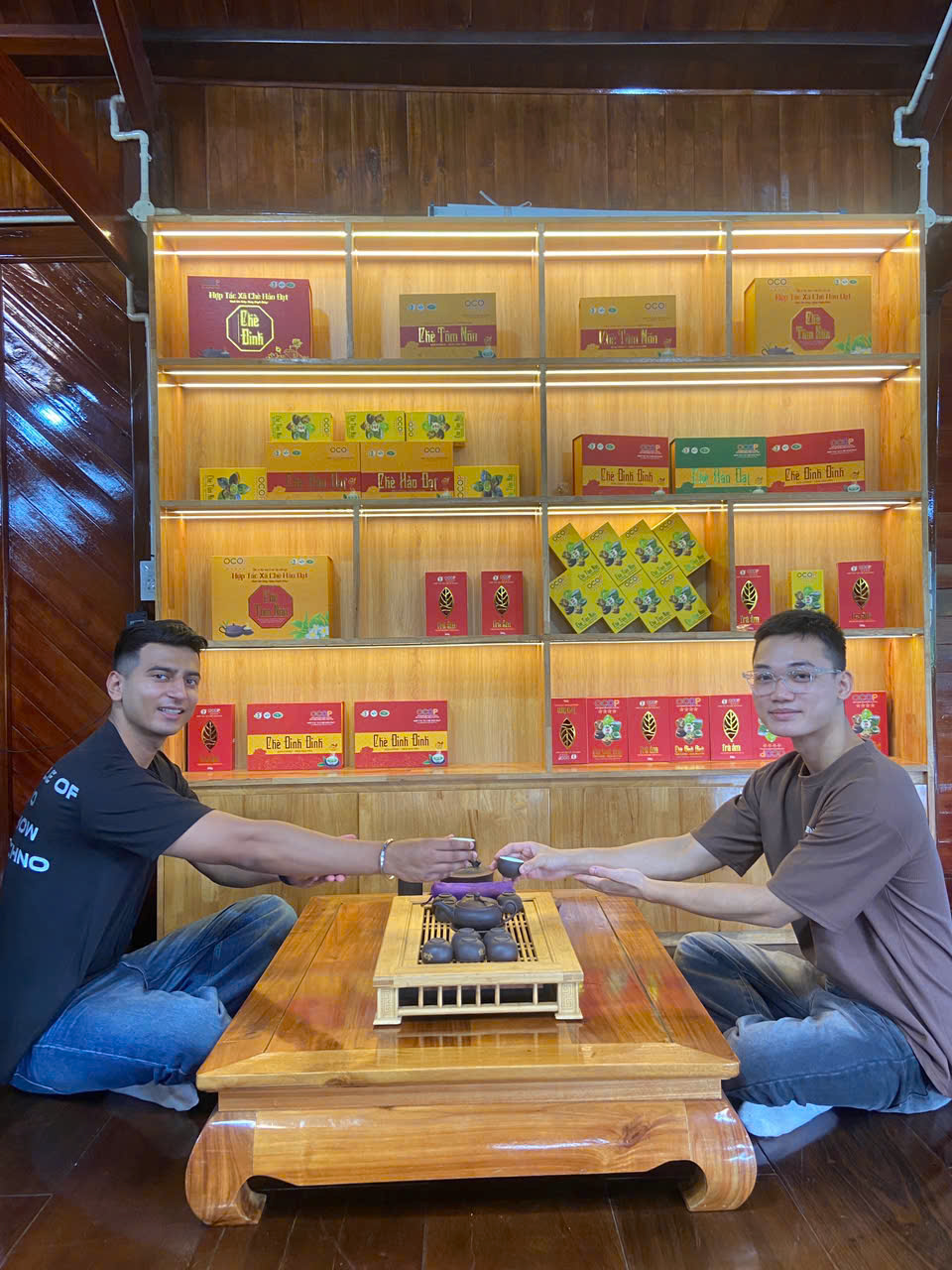 Enjoying traditional tea ceremony